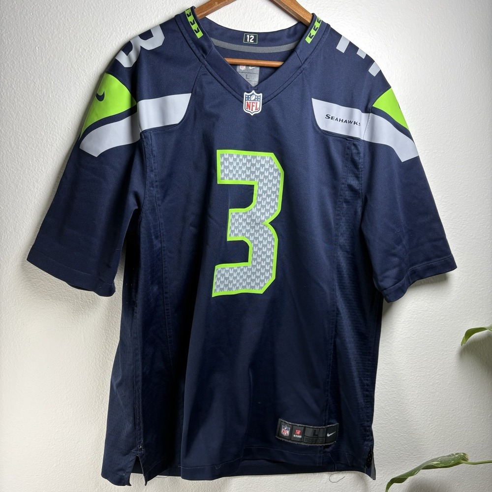 Seattle Seahawks Nike Men's L Navy Blue On Field Jersey #3 Wilson NFL